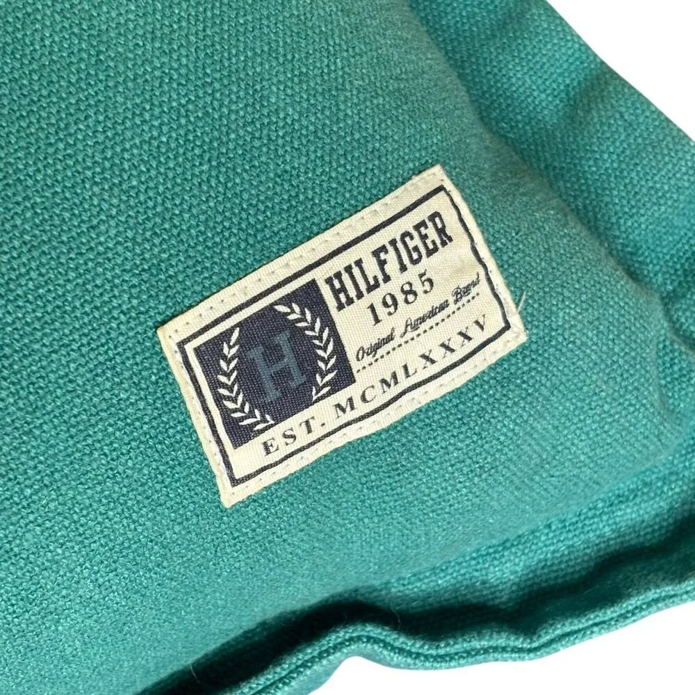 Tommy Hilfiger Goose Down Throw Pillow Green Rectangular Zipper Closure Bedding
